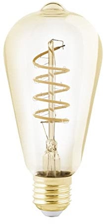 EGLO E27 Lampe dimmbar, Spiral LED Retro Glühbirne, Vintage Deko Leuchtmittel amber, 4 Watt (entspricht 25 Watt), 245 Lumen, warmweiß, 2200k, Edison Birne ST64, Ø 6,4 cm