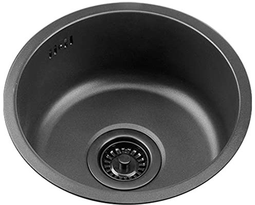 Evier Cuisine Evier INOX 1 Bac 30-35 cm lavabo de Cuisine en Acier Inoxydable 304 Paquet d'évier Simple Petit évier Rond de comptoir de Bar Nano Noir (Color : Black, S : 30 * 30 * 14cm)