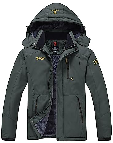 YSENTO Herren Wasserdicht Skijacke Atmungsaktiv Fleece-Futter Winterjacke Warm Funktionsjacke Outdoor Wanderjacke(Grau,M)