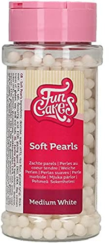 FunCakes Zuckerperlen Mittel Glänzend Weiß: Kuchenstreusel, guter Geschmack, perfekt zum Dekorieren von Kuchen, essbare Zuckerperlen. 60 g.