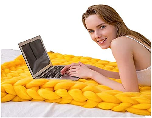 Grobstrick Wolldecke 120x180cm, Riese Merino Wolle Garn Arm Stricken Werfen, Gestrickte Decke, Strickdecke Tagesdecke üBerwurf Decke Zuhause Dekor Geschenk FüRs Sofa