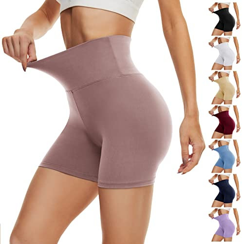 DDOBB Radlerhose Damen Kurze Shorts Sporthose Leggings Blickdicht High Waist Elastisch Unterhosen Fitness Hotpants Sommer Boxershorts(Rosa,S-M)
