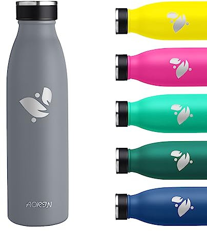 AORIN Trinkflasche, Wasserflasche-500ML-Trinkflasche Edelstahl 18/8 BPA-Frei, Auslaufsicher, Kohlensäure Geeignet Thermoskanne, Thermosflasche für Schule, Sport, Outdoor, Büro, Camping