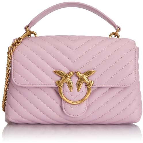 Pinko Love Lady Puff Mini CL Sheep Nappa Chevron, Borsa Donna, WWGQ_Lilla-Antique Gold, Taglia Unica