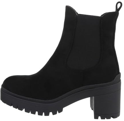 Ital Design Damen Stiefeletten mit Blockabsatz, runde Spitze