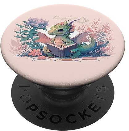 Dragon Book Worm Dragons and Books Happy Reading Book Dragon PopSockets Klebender PopGrip