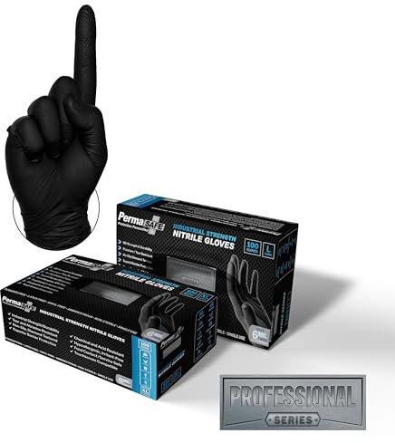 PERMASAFE - Guantes de nitrilo resistentes de 6 mil con textura de diamante antideslizante, tamaño mediano (paquete de 100)