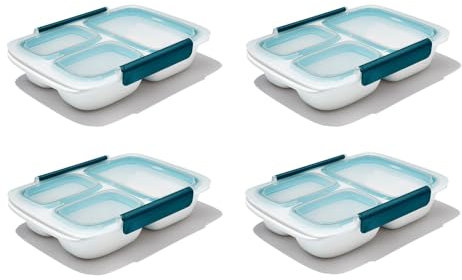 OXO Good Grips Prep & Go Divided Container 4.1 Cups/1 L - Leakproof Food Storage, Pack of 4