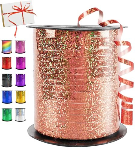 450m/ 500 yards Ton doré rosé Bobine Ruban Bolduc, Ruban Paquet Cadeau pour Emballage métallique brillant, Rubans de Ballon pour Accessoire de Décoration & Bricolage et Ballon Mariage Anniversaire