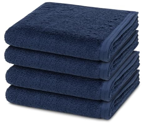 Vossen - 4 teiliges Frottier-Set - Vegan Life (4 X Handtuch im Set) - 580 g/m2 - Baumwolle - Frottee - saugstark - weich und flauschig - Marine
