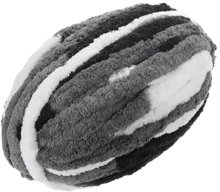 QUARKZMAN Dicke Wolle, 1 Stück 27m x 2cm - Polyester Deckenwolle, handgestrickte DIY dicke Chenille-Wolle zum Häkeln von Decken, Taschen, Schals und Hüten (Schwarz-Weiß gemischt)