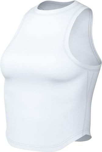 Nike Women's W Nk One Fitted Df Crop Tank Top, White/Black, XL