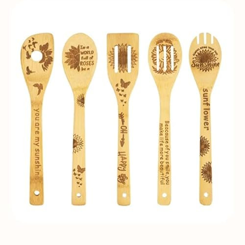 5pcs cucharas de madera con refranes humorísticos perfectos para cocinar cucharas de café grabado personalizado-diseño de cuchara de madera hecha
