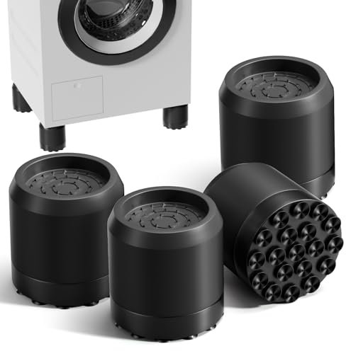 Ezprotekt 4*Bettmöbelerhöhungen, Waschmaschine Füße Pad, Ø45mm Antivibrationsmatte Waschmaschine Füße, Universal Waschmaschine Fußpolster Antirutschmatte,Schwingungsdämpfer für Trockner, Kühlschrank
