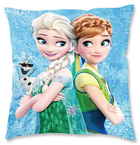 Froze Kissenbezug, Kinder Kopfkissenbezug Eiskönigin Eisa Anla Kissenhülle, Superweicher Plüsch Zierkissenbezüge mit Doppelseitiges Muster und Verstecktem Reißverschluss für Sofa Bett Stuhl, 45x45cm