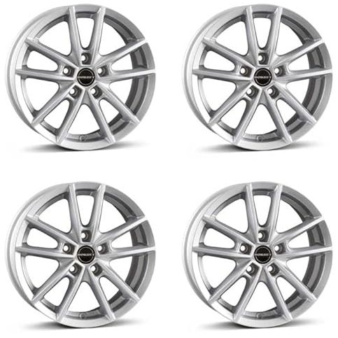 4x Borbet Felgen W 6.5x16 ET50 5x112 crystal silver kompatibel mit VW Caddy Cross Touran e-Golf Golf Jetta Sharan Touran Transporter