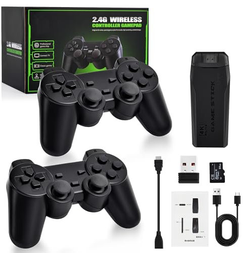 Retro Konsole,Handheld Spielkonsole,Retro Handheld Game Stick mit 2 Wireless Gamecontrollern 20000+ Spielen,4K HDMI Ausgang Plug Und Play Videospielkonsole für TV Computer Projektor