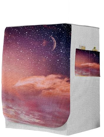 Highdi 3D Funda de Lavadora Cubierta, Secadoras de Carga Frontal Protector Exterior Cubierta a Prueba de Polvo (Capacidad S 6~7,5kg,Nube 12)