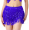 Damen Pailletten Fransen Rock Sparkle Quaste Röcke Bauchtanz Hüftschal für Frauen und Mädchen Festival Party Rave Kostüm, Blau, M/L