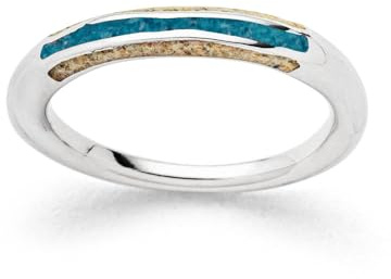 DUR Ring Wellenspiel aus 925 Sterling Silber mit Kyanit Steinsand und Strandsand veredelt in der Farbe Silber/Blau/Beige, Größe: 58, R5984.58