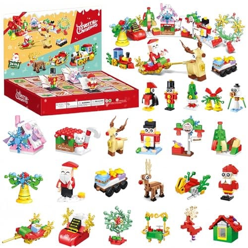 Advent Calendar 2025 Kids Toy Christmas Building Blocks Set,Xmas 24 Days Christmas Countdown Calendar Blocks Toys,Advent Calendar Gifts for Teenage Boys Girls Xmas Stocking Stuffers Kids Party Favors
