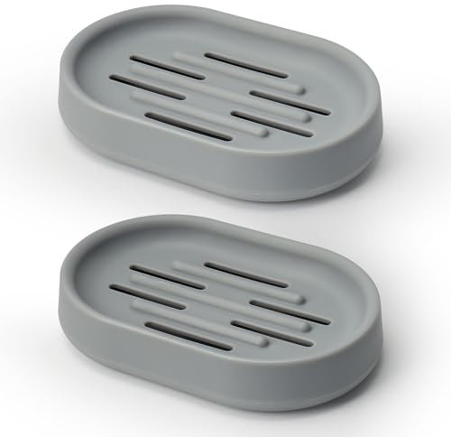 Topsky Lot de 2 Porte-Savon Gris, Économiseur de Savon, Pour Voyage