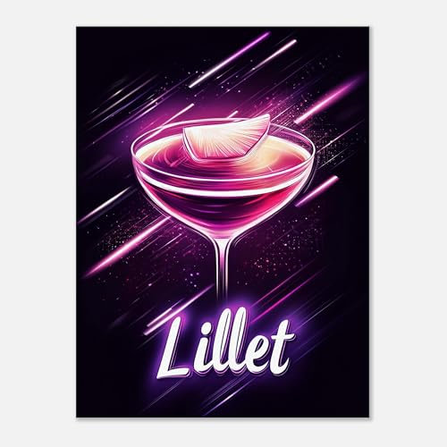 Generisch Lillet Leinwand oder Poster I Cocktail Wandbild Kunstdruck für Küche, Bar oder Wohnzimmer I PN105 (Leinwand auf Keilrahmen, 100x75 cm)