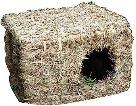 Csnbfiop Maison en herbe pour lapins - Jouet à mâcher - Tunnel en paille naturelle - Grand nid pour hamster, rutine, poules, petits animaux