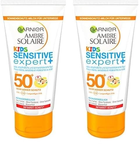 Garnier Sonnencreme Kids, Sonnenschutz-Milch für Kinder extra wasserfest, LSF 50+, Ambre Solaire, 2er Pack, 50 ml
