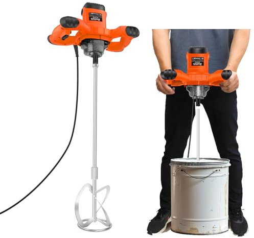 2600W Electric Power Plaster Mixer | 120 mm Diameter Swirl Paddle | Paint Mixer with 6 Speed 0-1700 U/min | Power Handheld Tool for Mixing Plaster/Paint/Mortar/Glue/Adhesive/Concrete, Orange