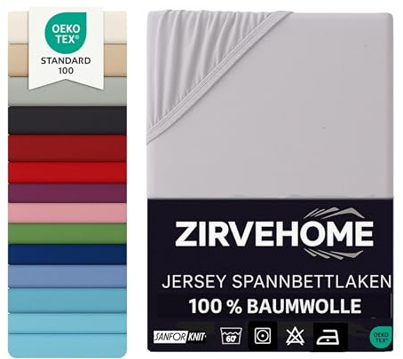 Spannbettlaken Topper 180x200-200x200 cm. Jersey Spannbetttuch 100% Baumwolle – Boxspringbett Topper Spannbettlaken für Matratzentopper bis 10 cm Matratzenhöhe Komfortables Bettlaken Silber