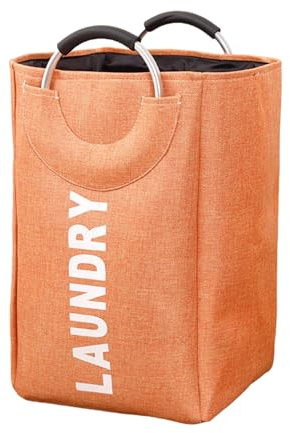 Mafagwre Zusammenklappbarer Wäschekorb, Wäschesammler Mit Aluminiumgriffen, Wäschekörbe-Organizer Für Wäsche – Geeignet Für Schmutzige Kleidung Im Schlafzimmer/Waschküche/Badezimmer (Orange)