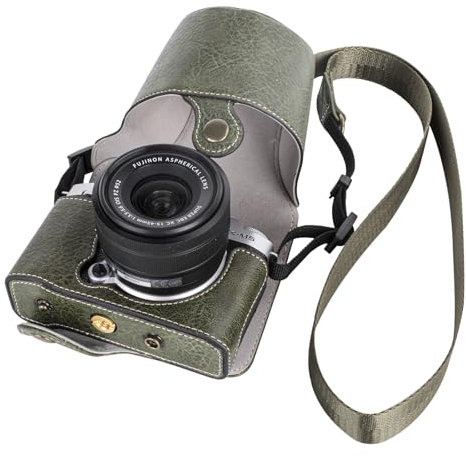 VOVMOEYA Protective Camera Case for Fujifilm XM5 Mirrorless Camera,Fuji X-M5 Camera Case Fuji XM5 Half Case with Front Cover with Shoulder Strap Full Protection Snap Button-Green