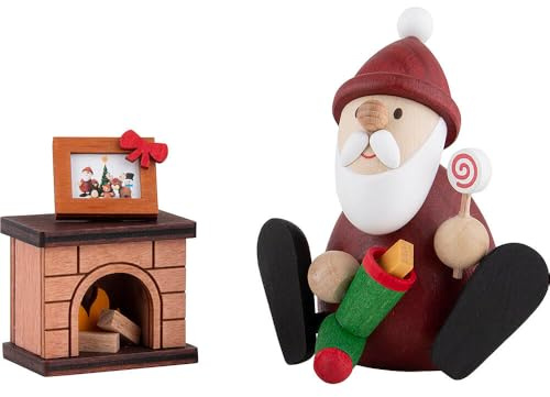 Erzgebirge Palast Ullrich Kunsthandwerk Weihnachtsmann mit Kamin - 8,5 cm