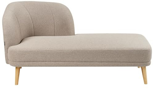Beliani Chaiselongue Stoff helles Braun mit Holzbeinen linksseitig Récamiere Tanlay