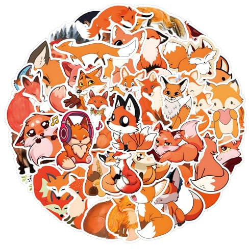 60 Stück Füchse Aufkleber,Niedliche Fox Tiere Sticker,Wasserfeste Fuchs Aufklebers,Wiederverwendbar Fox Aufkleber Scrapbook für Laptop Karten Gepäck,Geschenke Fuchs für Kinder