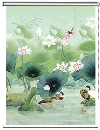 Lotus - Store enrouleur en tissu imperméable pour cuisine, chambre à coucher, salle de bain, largeur et longueur personnalisées, volet roulant durable