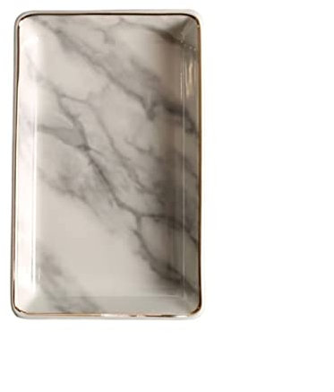 Bandejas de Servir Bandeja de almacenamiento de cerámica de mármol de imitación, bandeja de almacenamiento de llaves, bandeja rectangular for exhibición de joyas Bandeja Decorativa(Grande)