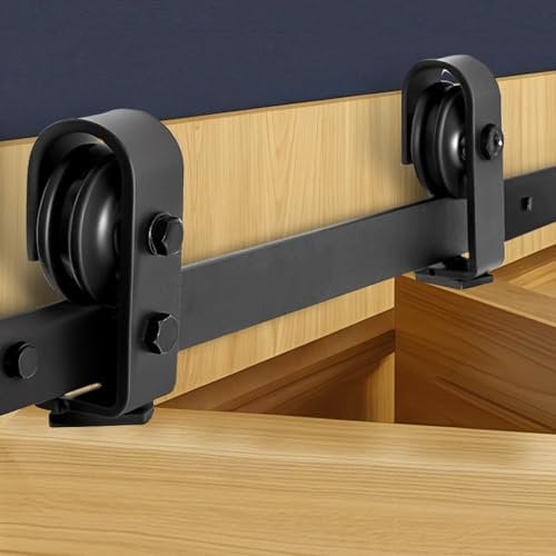 VEVOR Kit de Rieles para Puertas Corredizas Plegables de Granero, con Montaje Superior, Deslizamiento Suave, Fácil Instalar, para Dos Puertas de Armario, Despensa y Lavandería, 1320 x 40 x 6 mm