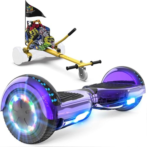 GeekMe Hoverboards mit Sitz, Hoverboards Hoverkart,Hoverboards Go-Kart mit Bluetooth-Lautsprecher LED-Leuchten, Geschenk für Kinder Jugendliche Erwachsen