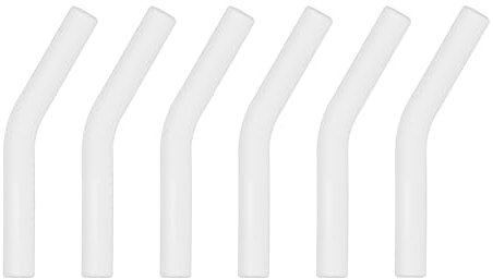 sourcing map 6Pcs Silicone Straw Tips, Silicone Straw Elbows Tip, Soft Reusable Metal Straw Covers Fit for 8mm/0.31 OD Stainless Steel Straws, White