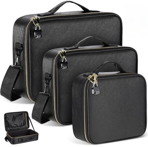 Eccliy Locking Storage Box for Toy, 14.6 x 10.2 x 4.3 Inches Discreet Lockable Game Toy Storage Flat Box Bag with Combination Lock, PU Leather(Black)