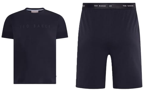 Ted Baker Mens Nightwear Shirt And Short Pajama Set, Navy, L UK