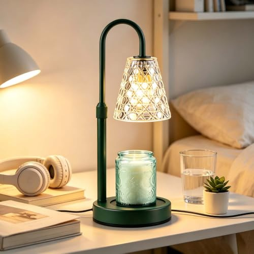ACED Candle Warmer Lamp with Timer Dimmable, Wax Melt Warmer, Dark Green | Birthday Gifts for Women Mom, House Warming Gifts New Home Room Decor for Scented Jar, Height Adjustable
