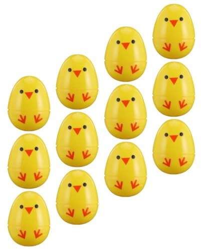 Hemobllo 12 Œufs de Pâques en Plastique à Ouvrir, Décorés de Poussins, Lot de 12 Pièces, Coquilles D'œufs Vides pour Chasse aux Œufs, Décoration de Pâques et Jeux pour Garçon et Filles