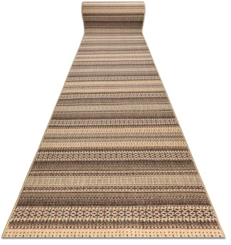 rugsx DJOBIE Läufer 4533/101 - Wollteppich - Teppich für Flur & Wohnzimmer beige/rot 80x890 cm