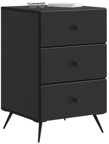 vidaXL Nachttisch Schwarz 43 x 41 x 66,5 cm Holzwerkstoff, Wohzimmer, rechteckiger, Vintage Nachttisch, viel Stauraum, kompakter Organizer, Möbel für drinnen