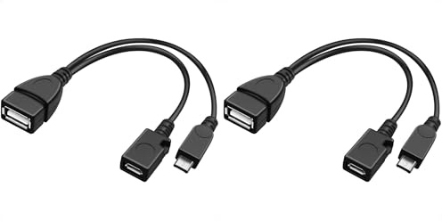 PremiumCord Cable Adaptador OTG, USB a Micro USB, Negro, 14 cm (Paquete de 2)