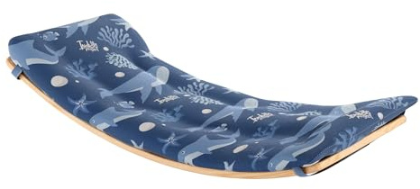 THE INDIGO PROJECT® Wobly Balanceboard Montessoriana mit Balanceboard Kissen für Kinder ab 3 Jahren 85x30 cm Holz