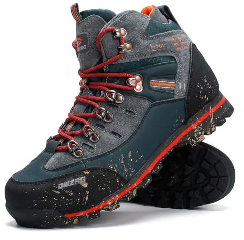 SANANG Scarponcini da Trekking in Pelle da Uomo, Suola Antiscivolo, Scarpe da Alpinismo per Sport Invernali All'Aperto, Giallo, Rosso, Blu, 40-46